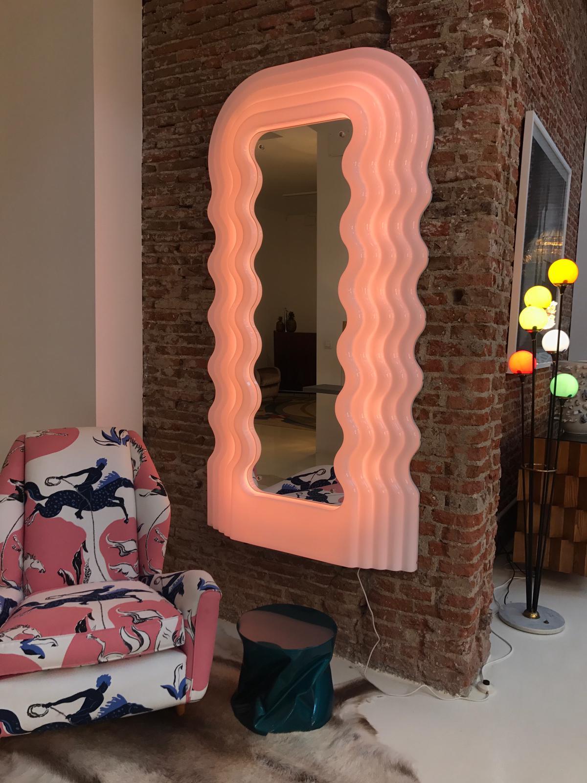 Contemporary Ettore Sottsass Perplex and Pink Neon Lamp 