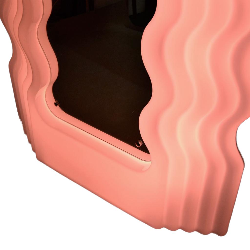 Ettore Sottsass Lampe Perplex et Neon Rose « Ultrafragola » Miroir Italien 1