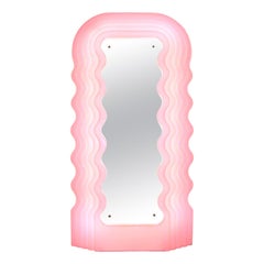 Used Ettore Sottsass Perplex and Pink Neon Lamp "Ultrafragola" Italian Mirror