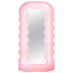 Used Ettore Sottsass Perplex and Pink Neon Lamp "Ultrafragola" Italian Mirror