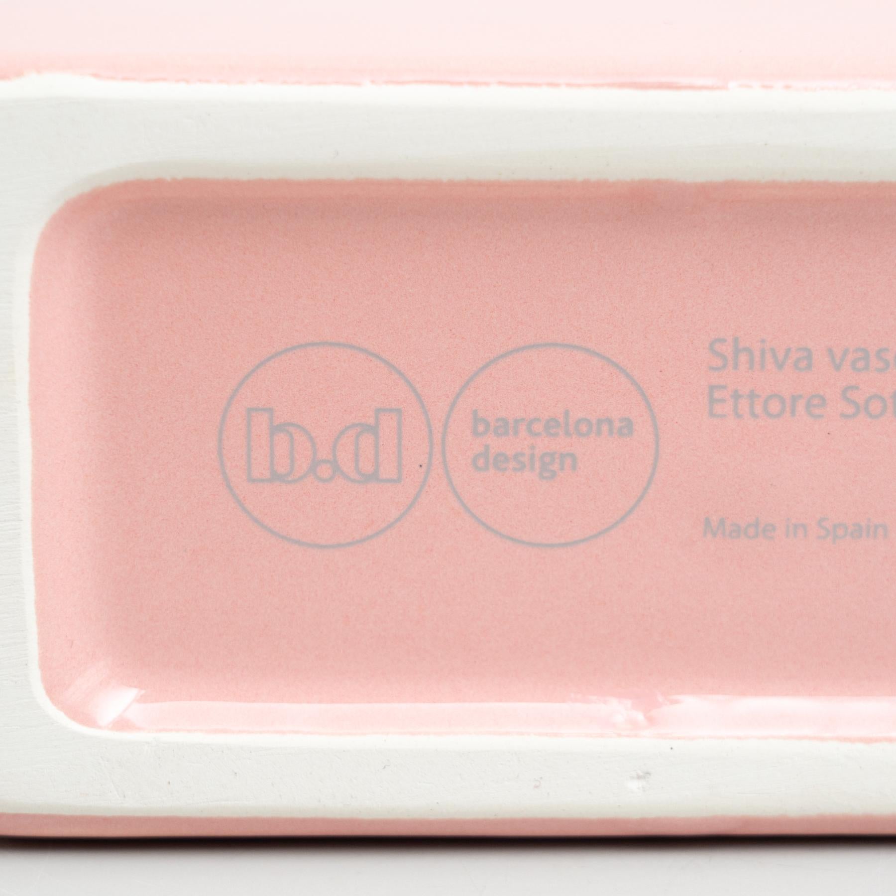 Ettore Sottsass Vase à fleurs Shiva en céramique rose, par BD Barcelona en vente 10