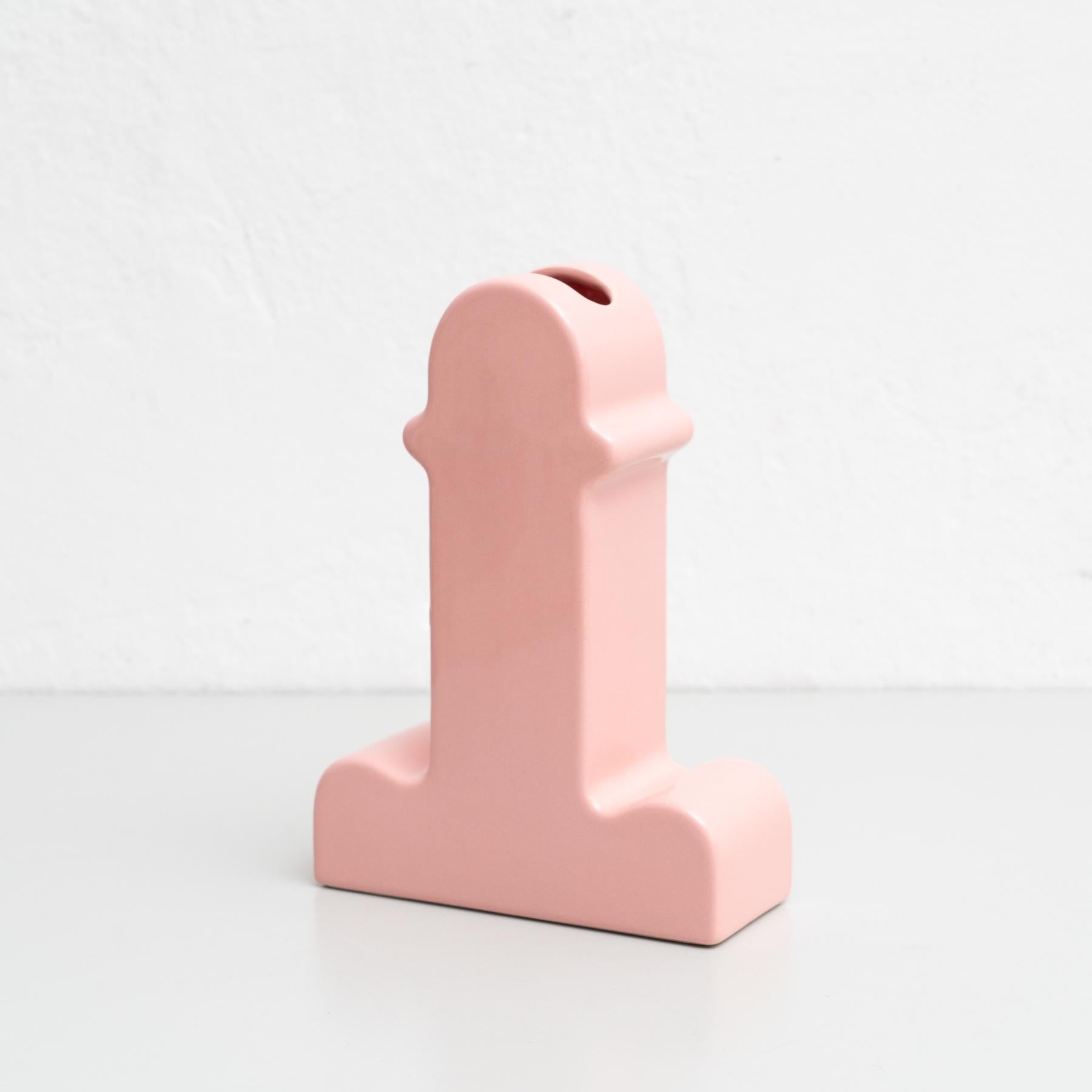 Mid-Century Modern Ettore Sottsass Pink Ceramic Shiva Flower Vase, by BD Barcelona For Sale