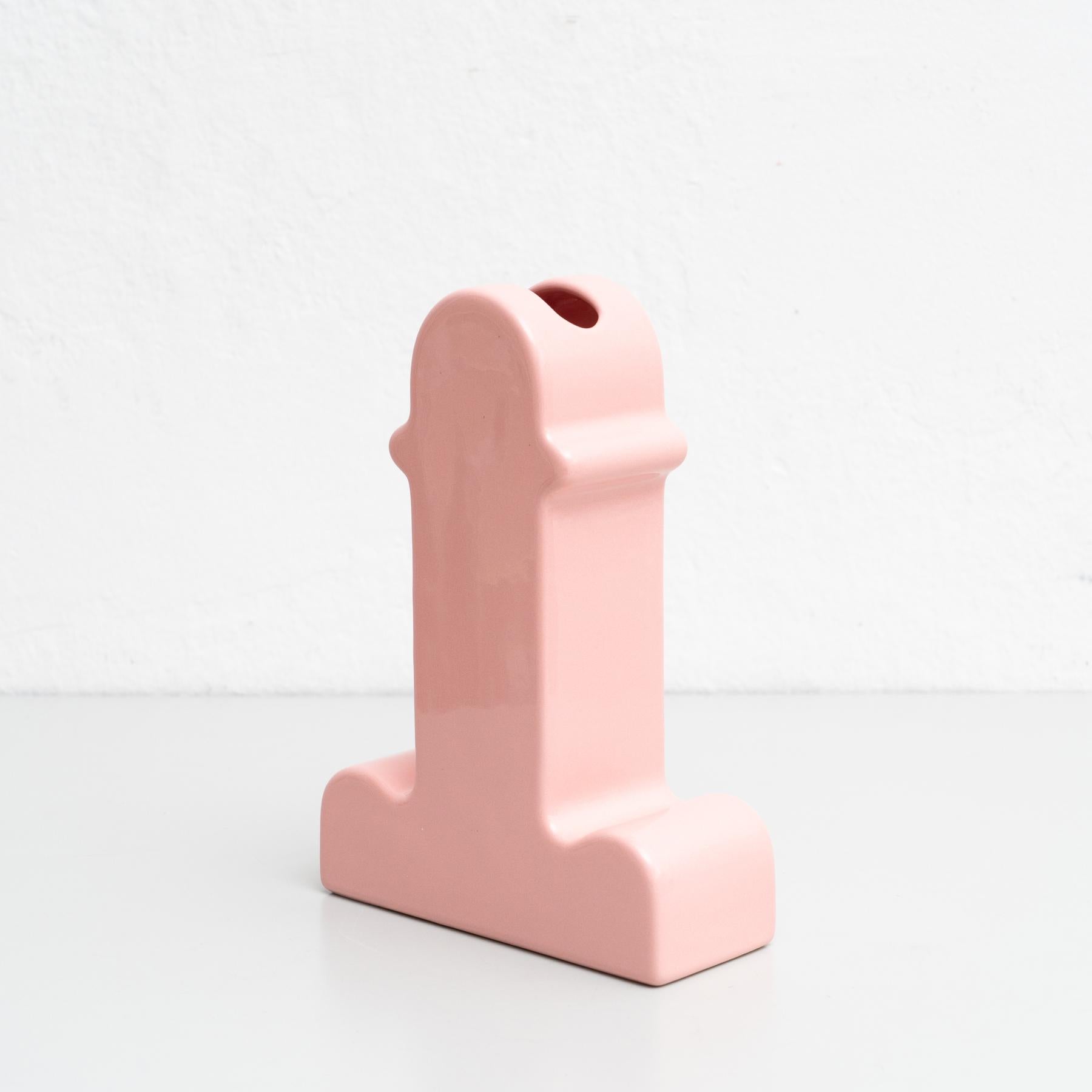 Mid-Century Modern Ettore Sottsass Pink Ceramic Shiva Flower Vase, by BD Barcelona For Sale