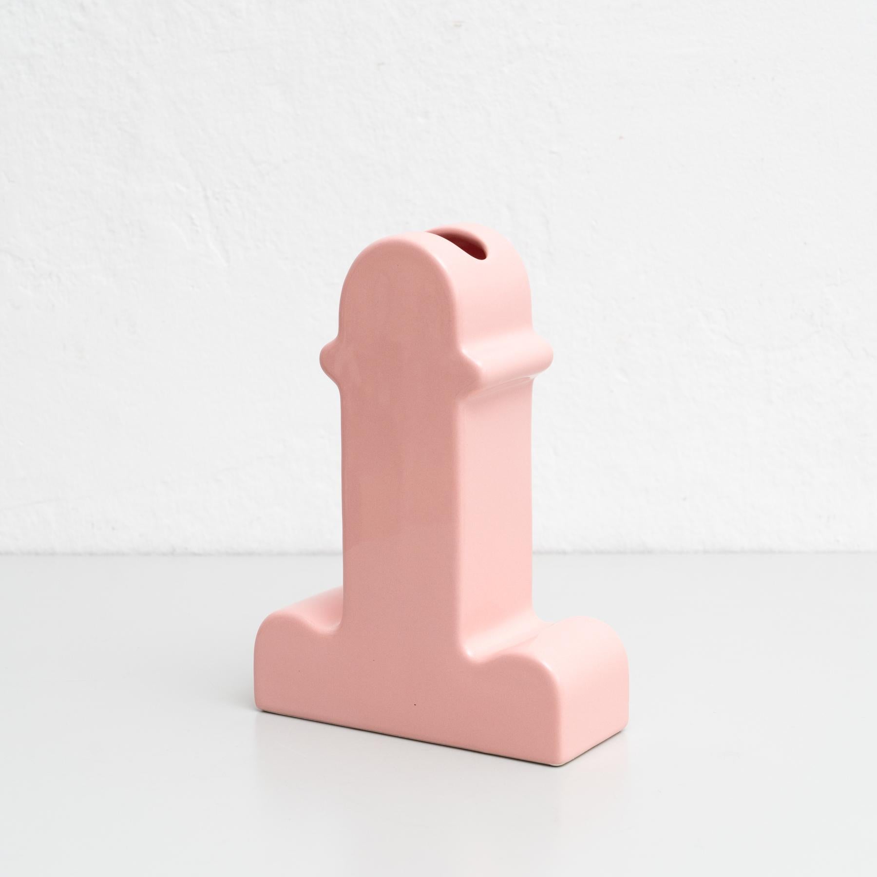 Spanish Ettore Sottsass Pink Ceramic Shiva Flower Vase, by BD Barcelona For Sale