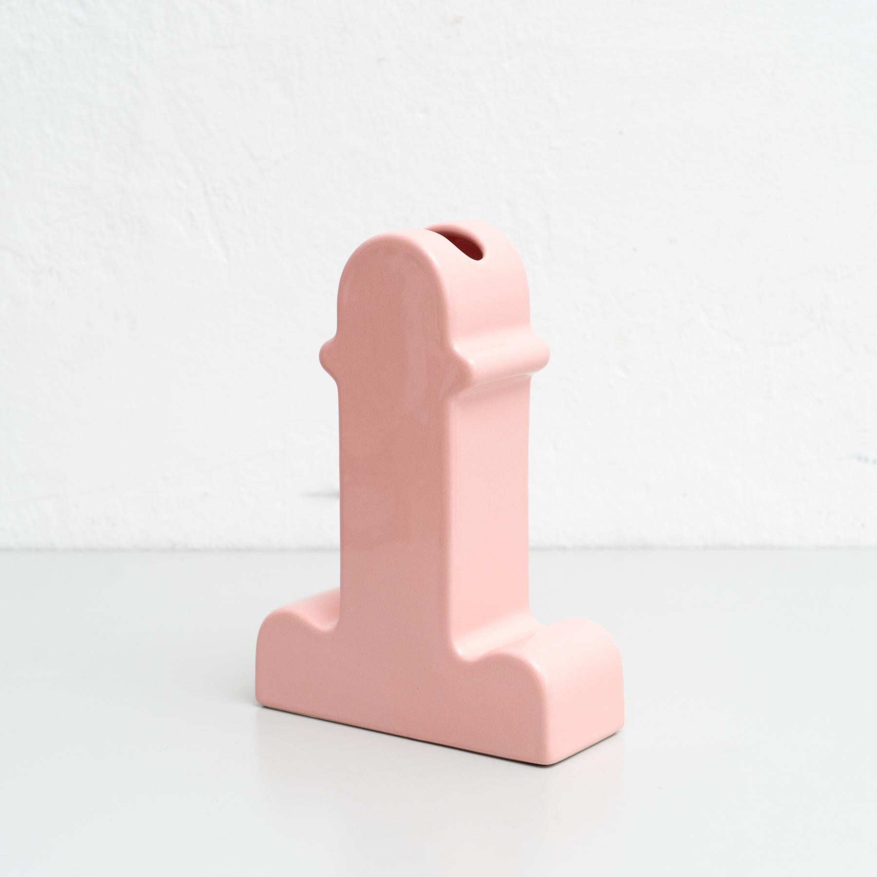 Spanish Ettore Sottsass Pink Ceramic Shiva Flower Vase, by BD Barcelona For Sale