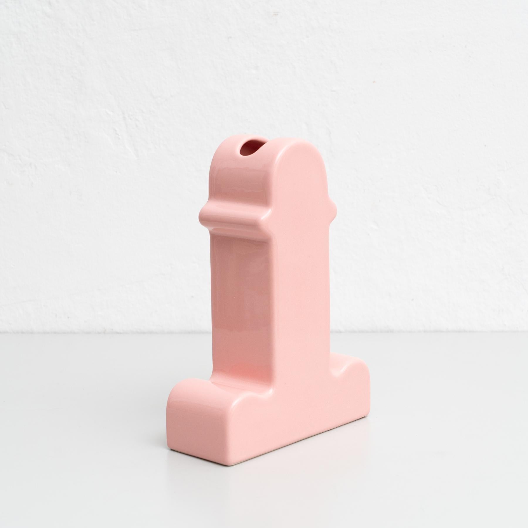 Ettore Sottsass Rosa Keramik Shiva-Blumenvase, BD Barcelona im Angebot 1