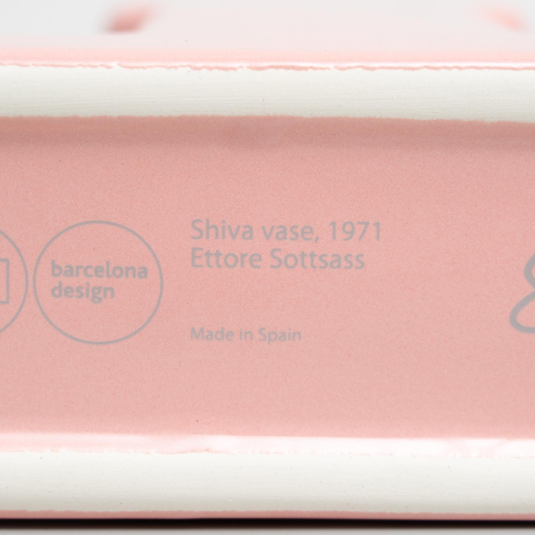 Shiva-Blumenvase aus rosa Keramik von Ettore Sottsass im Angebot 8