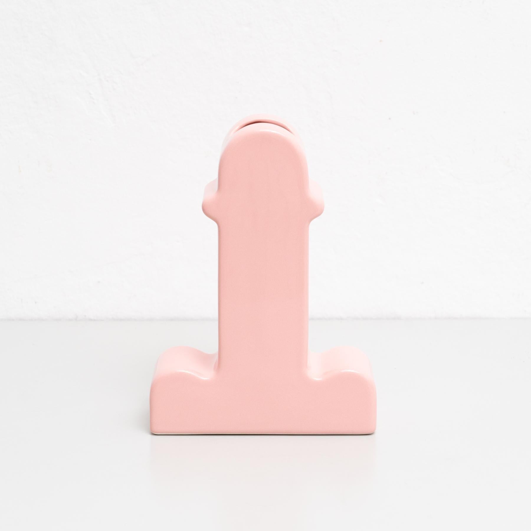 Mid-Century moderno Vaso di fiori Shiva in ceramica rosa di Ettore Sottsass in vendita
