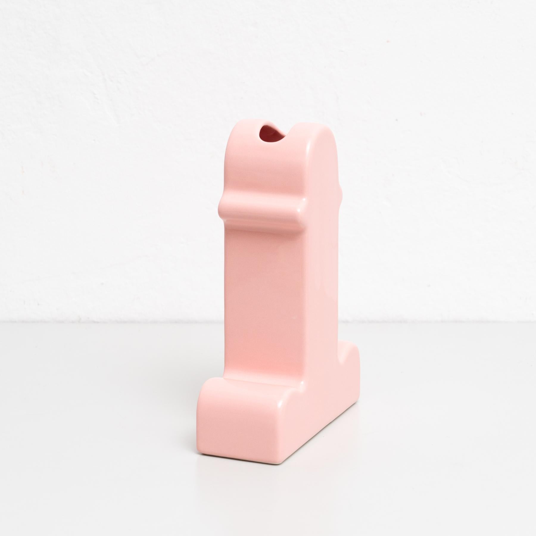 Contemporary Ettore Sottsass Pink Ceramic Shiva Flower Vase For Sale