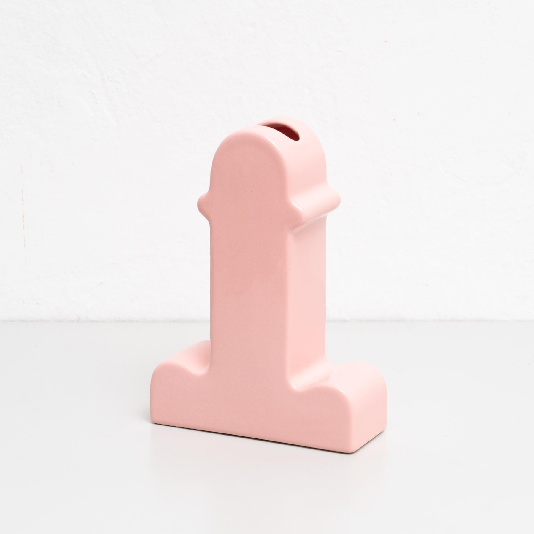 Vaso di fiori Shiva in ceramica rosa di Ettore Sottsass in vendita 1