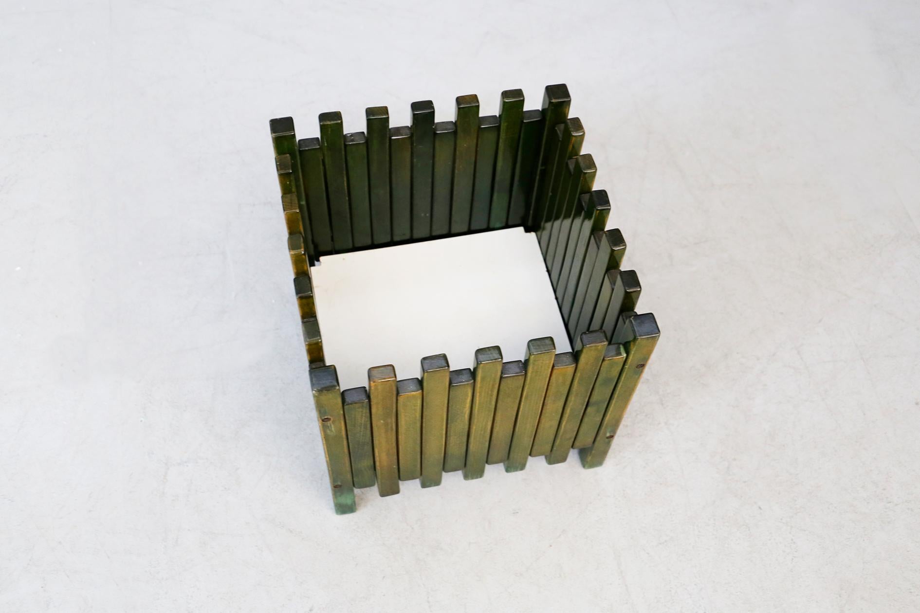 Italian Ettore Sottsass Planter for Poltronova in Green Wood, 1961