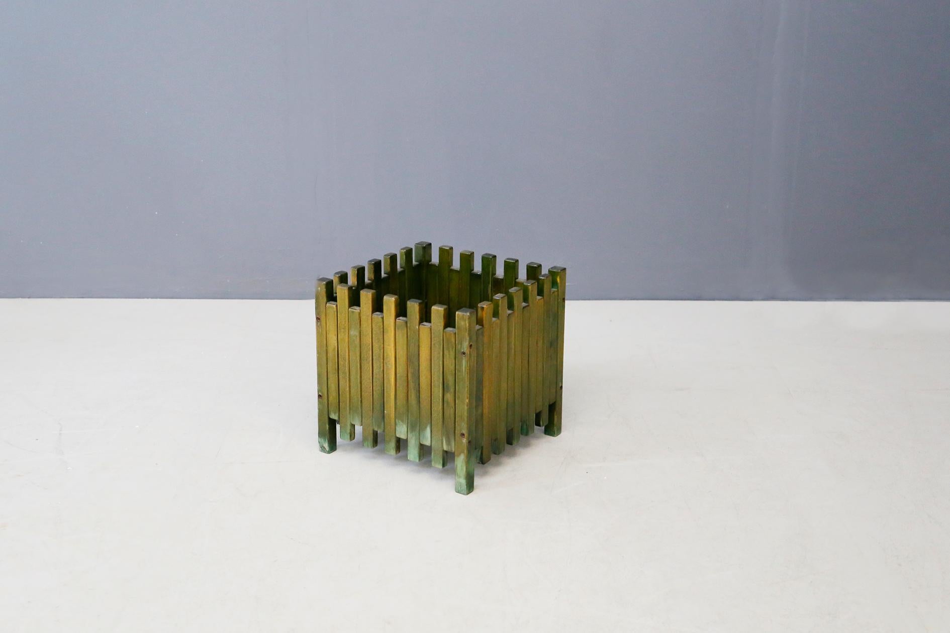 Mid-20th Century Ettore Sottsass Planter for Poltronova in Green Wood, 1961