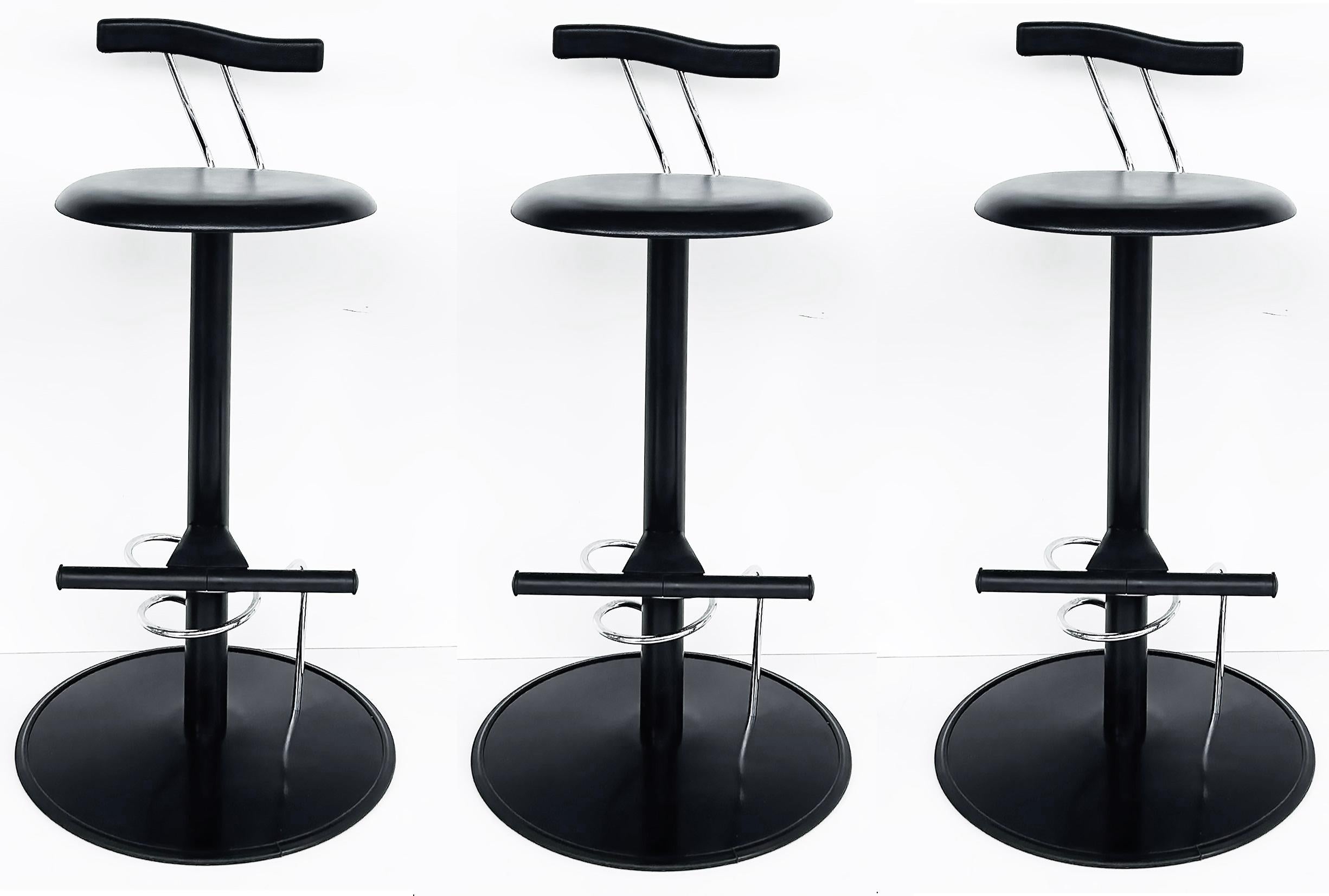 Ettore Sottsass Post-Modern Memphis Milano Style Bar Stools - Set (3) en vente 5