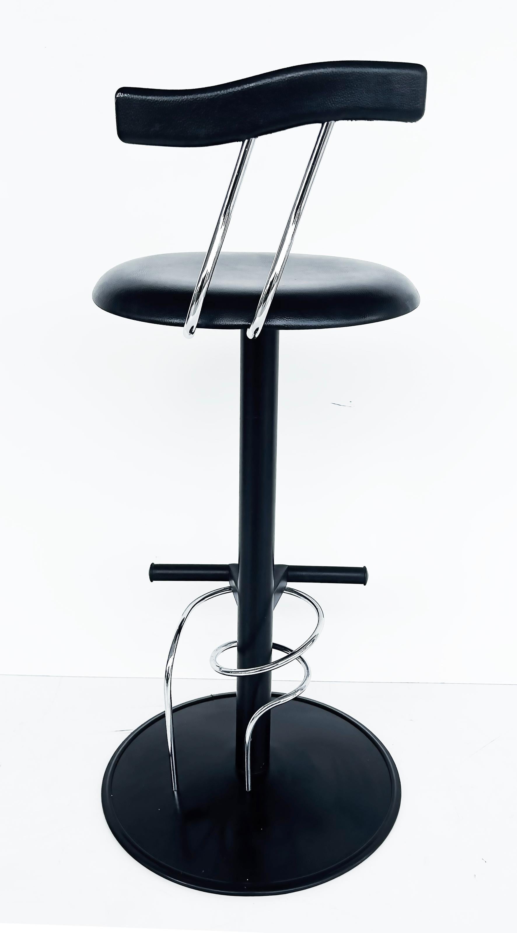 Late 20th Century Ettore Sottsass Post-Modern Memphis Milano Style Bar Stools - Set (3) For Sale