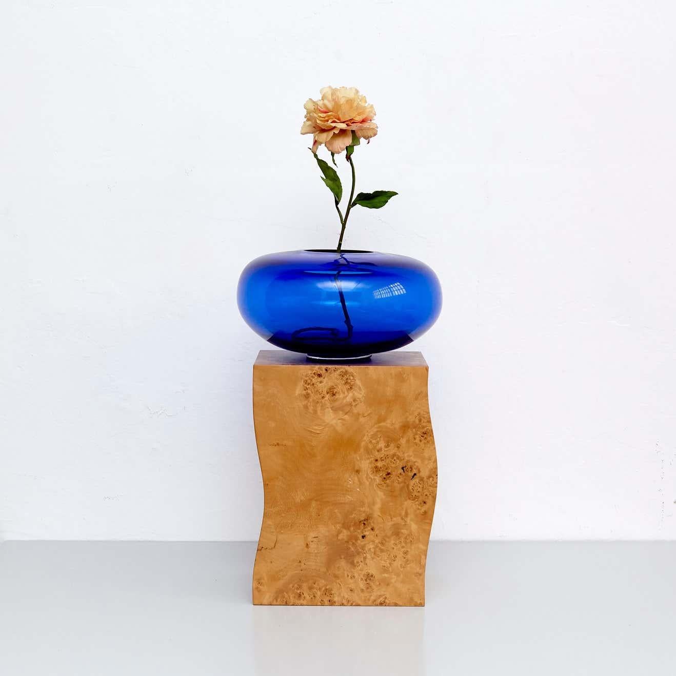 Ettore Sottsass Q Limited Edition Vase in Wood and Murano Glass for Flowers 4