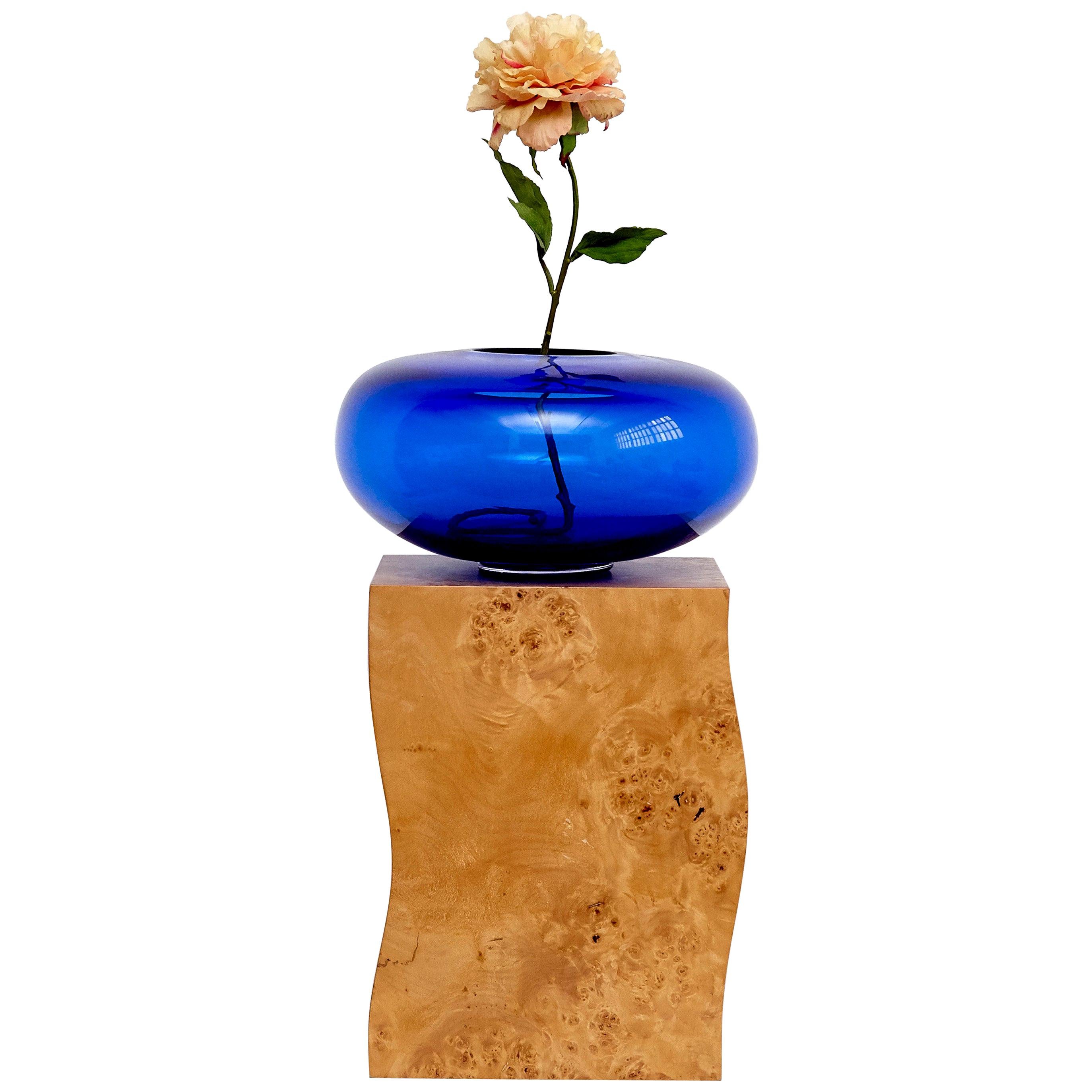 Ettore Sottsass Q Limited Edition Vase in Wood and Murano Glass for Flowers