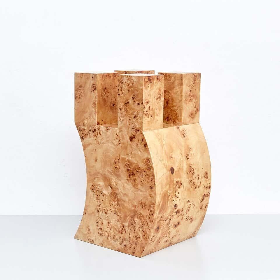 Européen Ettore Sottsass R - Vase en bois et verre de Murano pour fleurs, édition limitée en vente