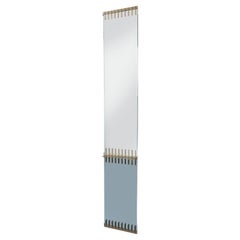 Ettore Sottsass: Rare Brass Mirror with Two-Colored Glass and Shelf, Italy 1958
