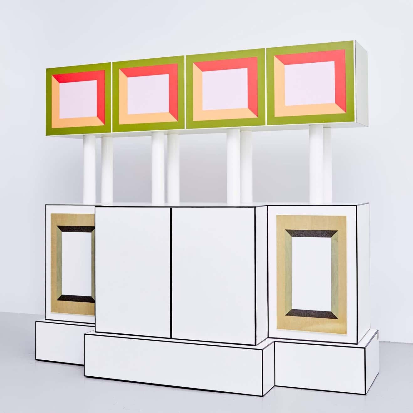 Piccoli Libri cabinet designed by Ettore Sottsass in 1992 edited by Design Gallery Milano.

P.A from a Limited edition of 9 + 3 P.A.

Plastic laminate-covered, maple-veneered wood, metal.

In original condition, with wear consistent with age