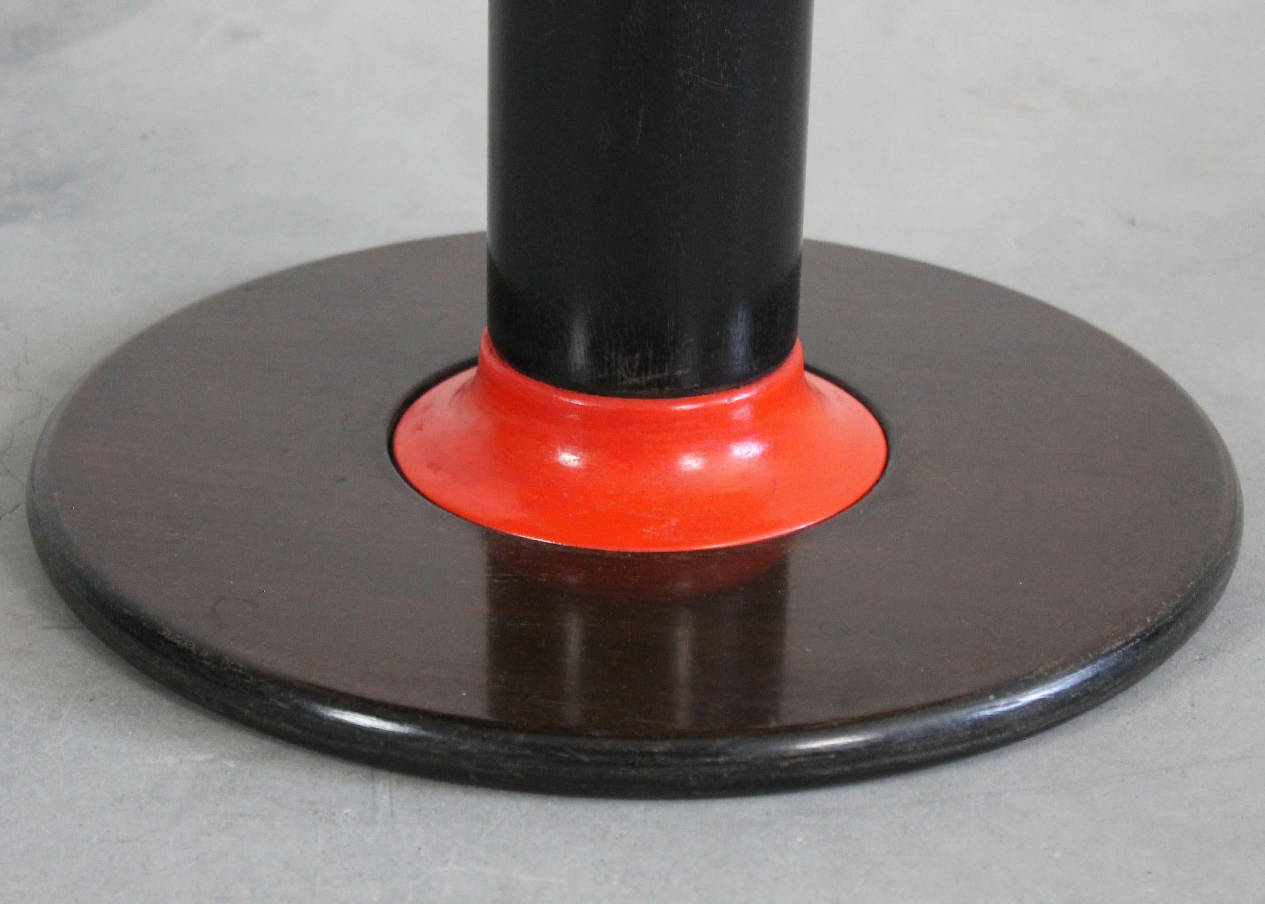 Lacquered Ettore Sottsass Rocchetto Round Side Table in Walnut Wood by Poltronova 1964  For Sale