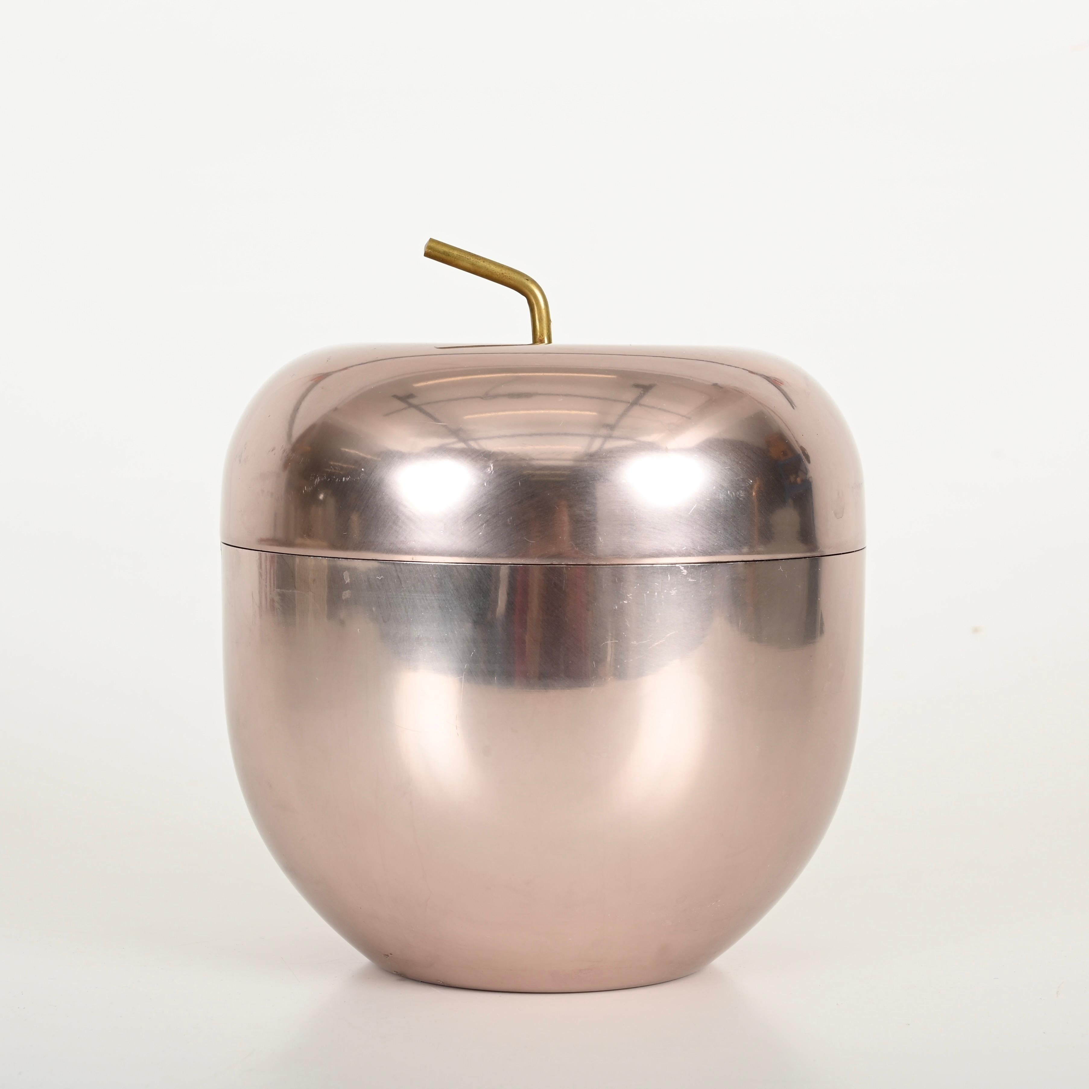 Großer Eiskübel „ Apple“ aus Roségold von Ettore Sottsass, Italien 1950er Jahre im Angebot 2
