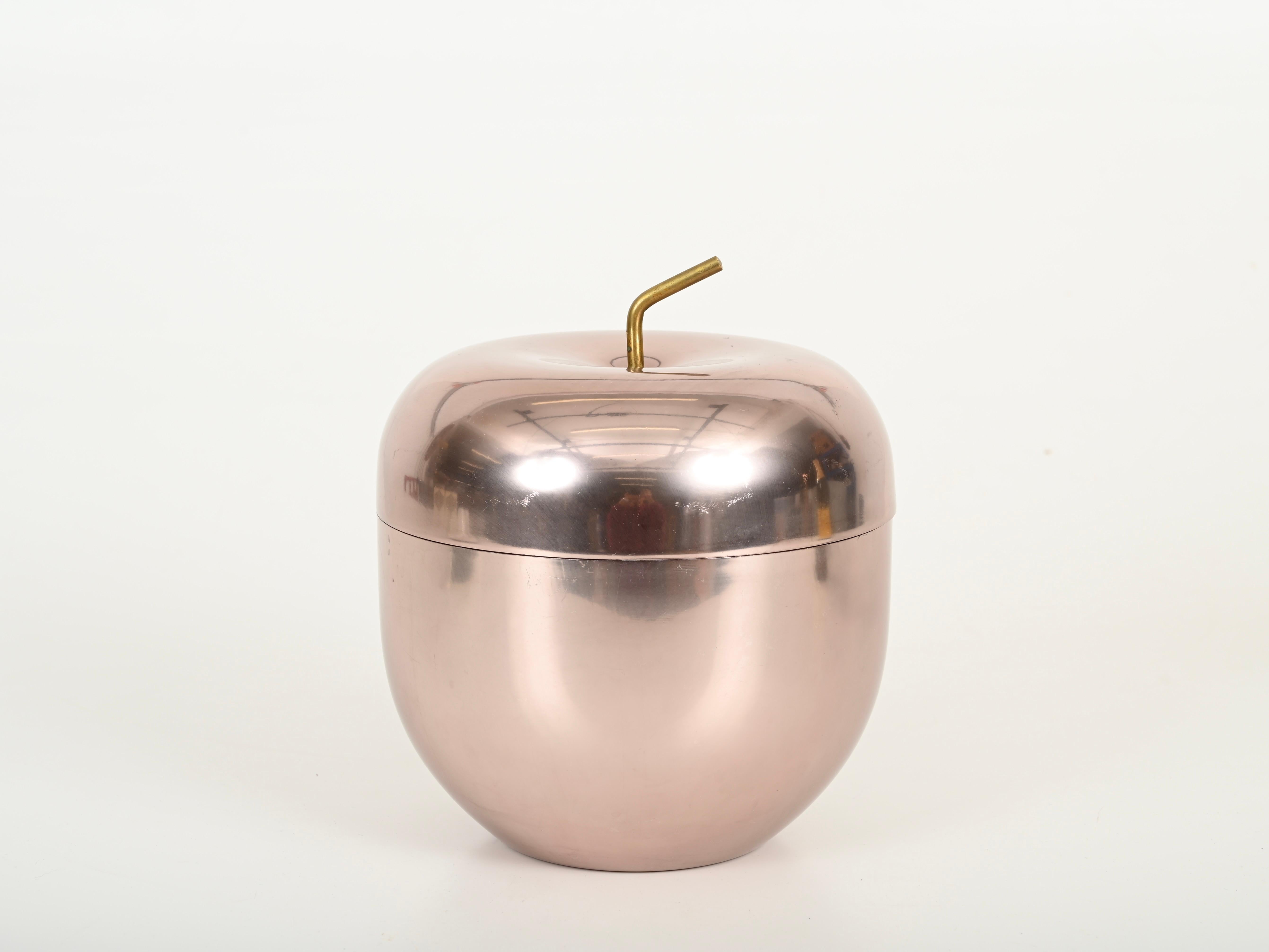 Großer Eiskübel „ Apple“ aus Roségold von Ettore Sottsass, Italien 1950er Jahre im Angebot 3