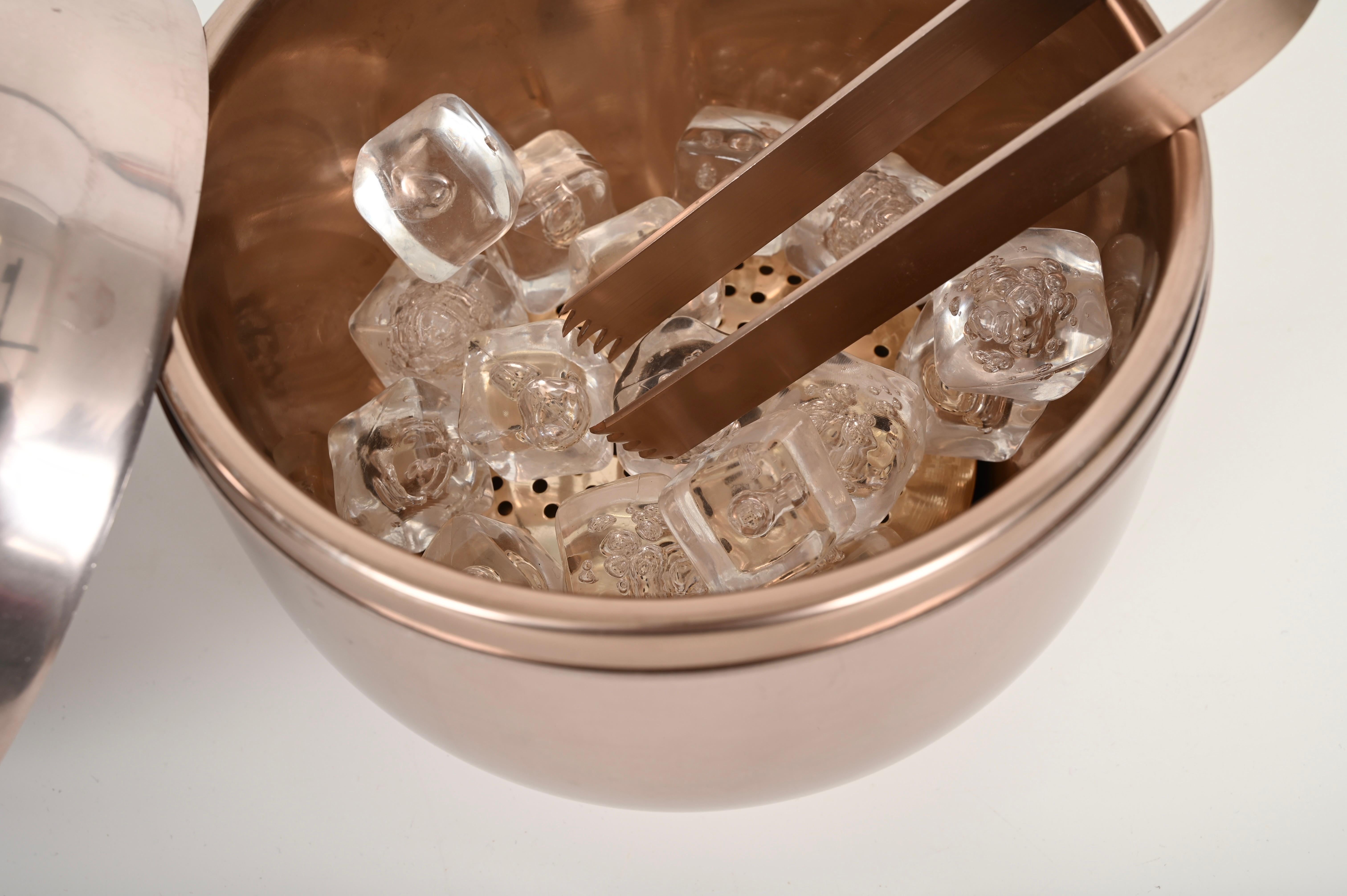 Großer Eiskübel „ Apple“ aus Roségold von Ettore Sottsass, Italien 1950er Jahre im Angebot 5