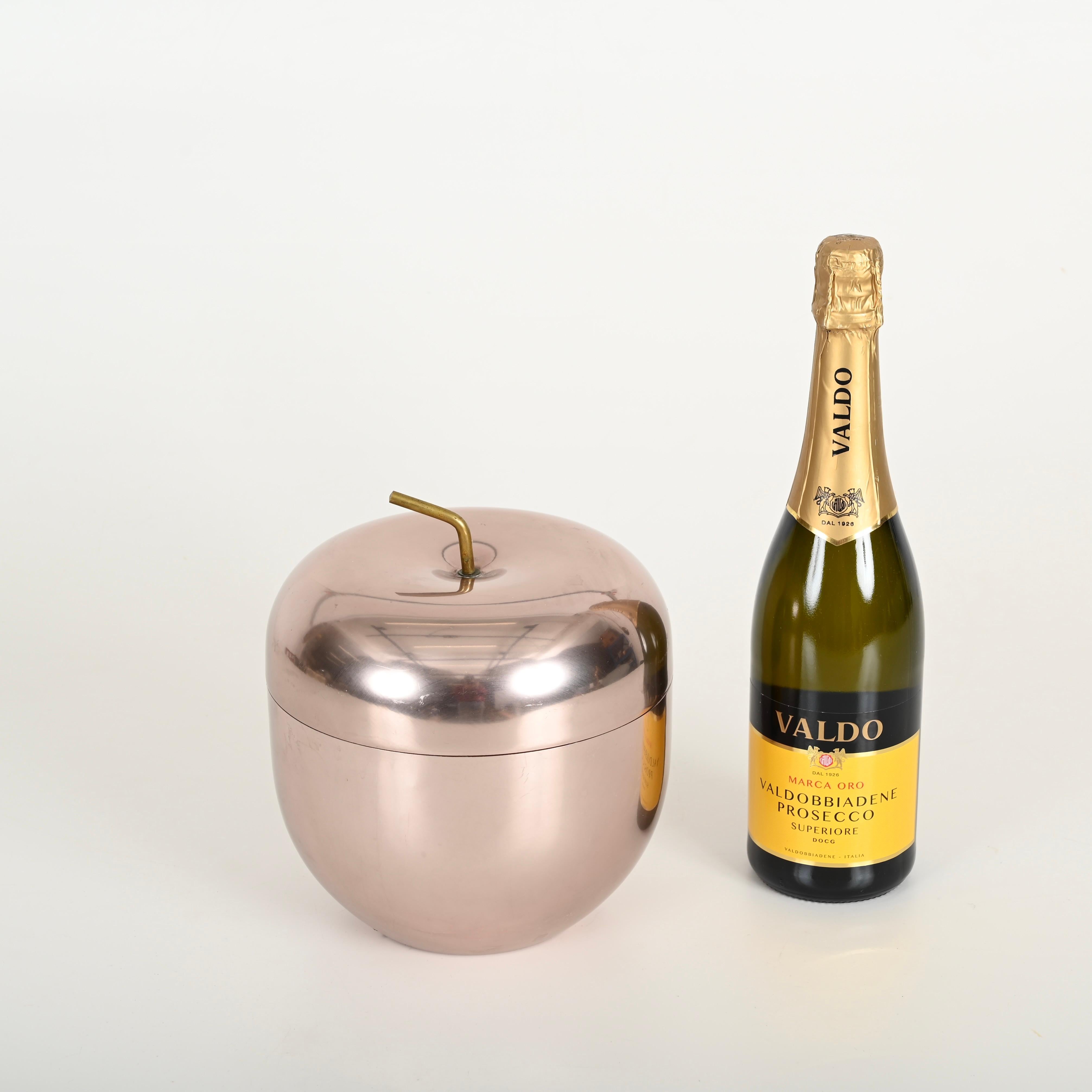 Großer Eiskübel „ Apple“ aus Roségold von Ettore Sottsass, Italien 1950er Jahre im Angebot 6