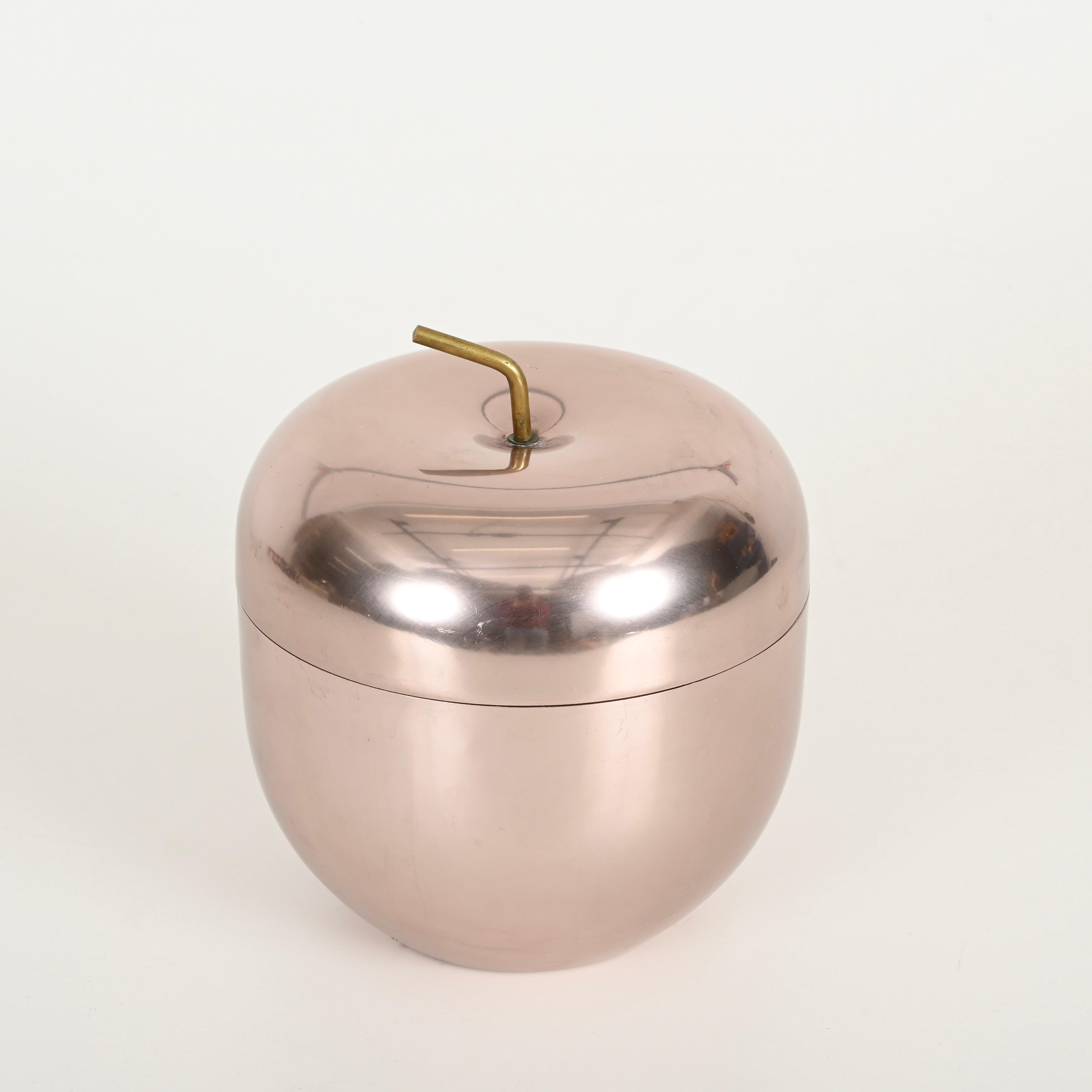 Großer Eiskübel „ Apple“ aus Roségold von Ettore Sottsass, Italien 1950er Jahre im Angebot 9