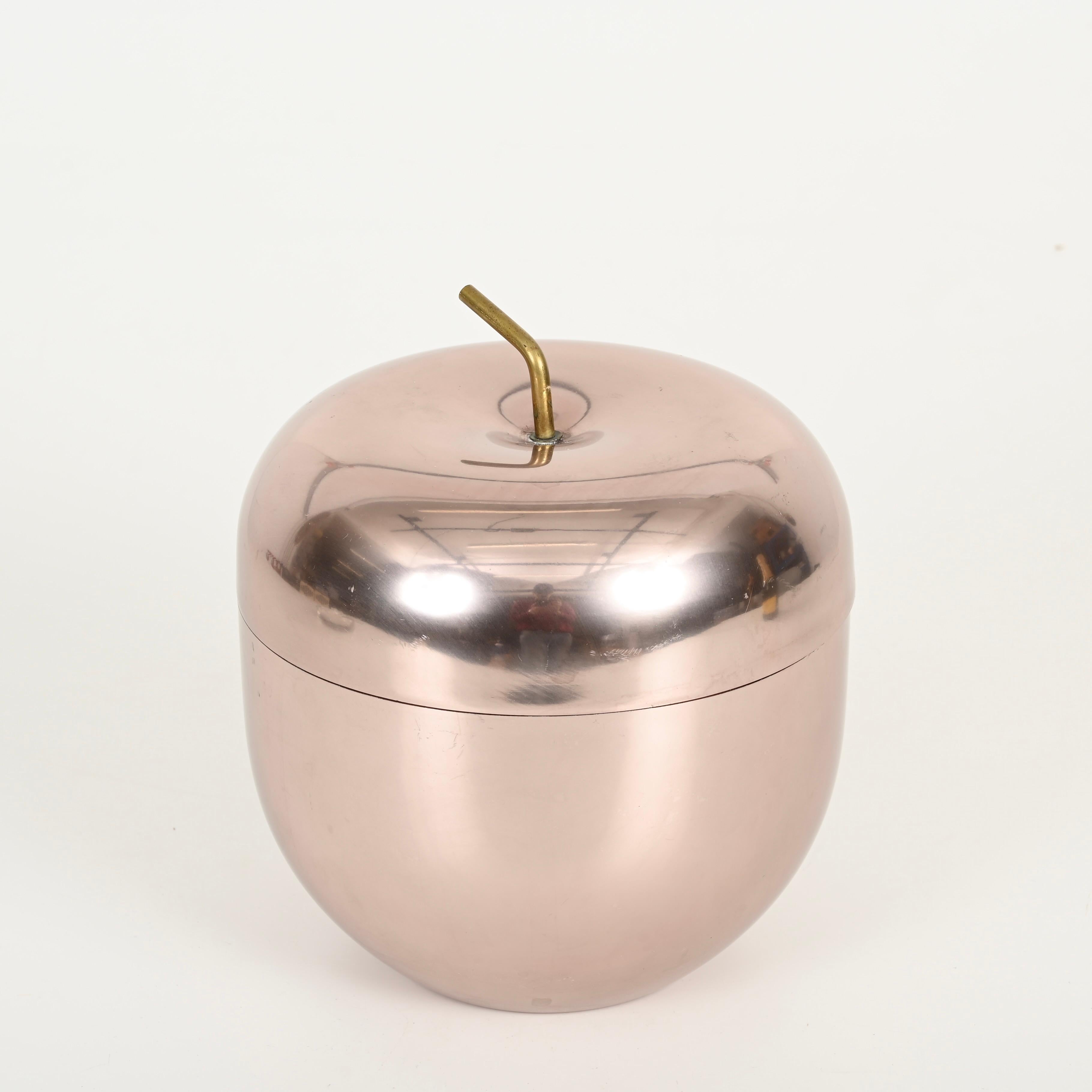 Großer Eiskübel „ Apple“ aus Roségold von Ettore Sottsass, Italien 1950er Jahre im Angebot 10
