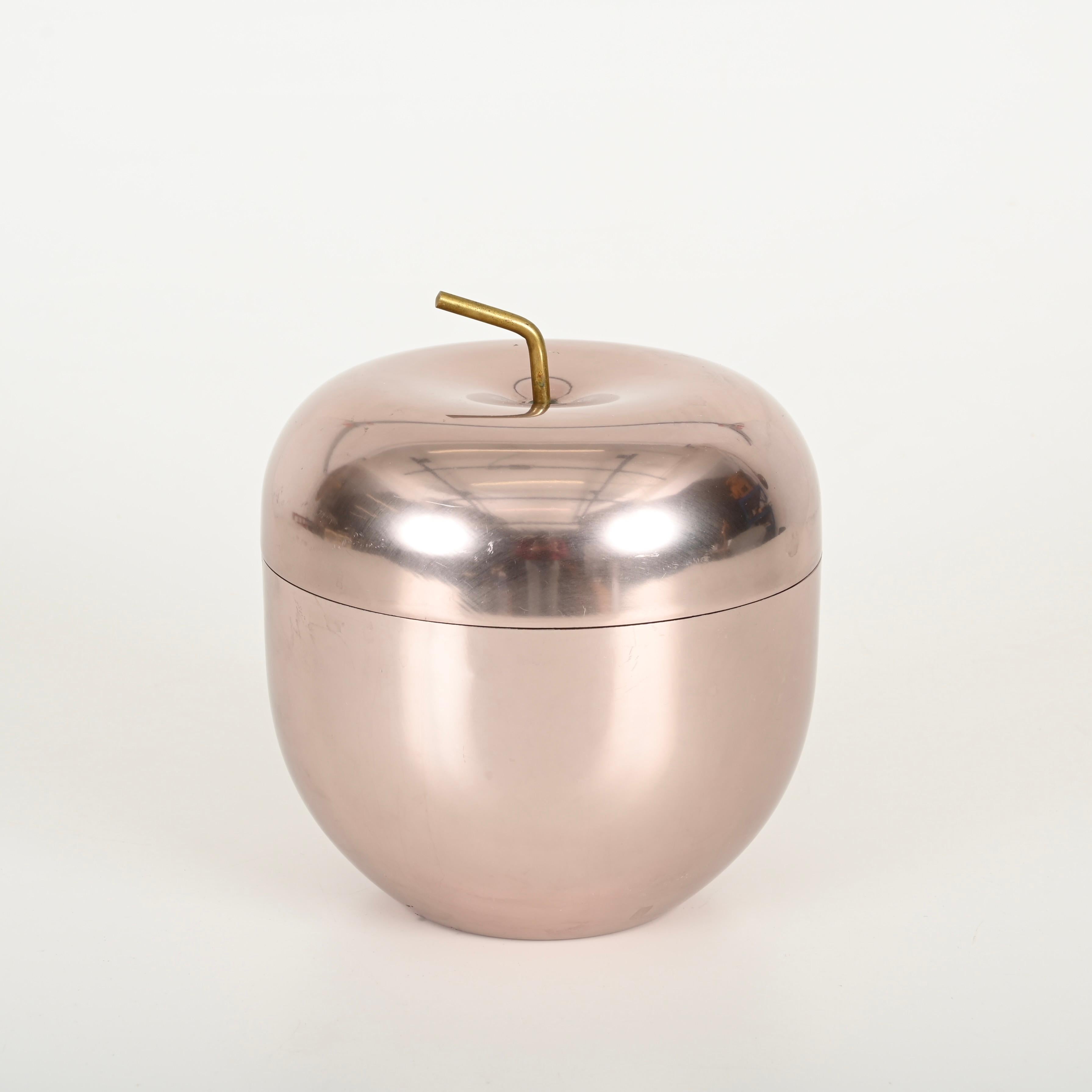 Großer Eiskübel „ Apple“ aus Roségold von Ettore Sottsass, Italien 1950er Jahre im Zustand „Gut“ im Angebot in Roma, IT