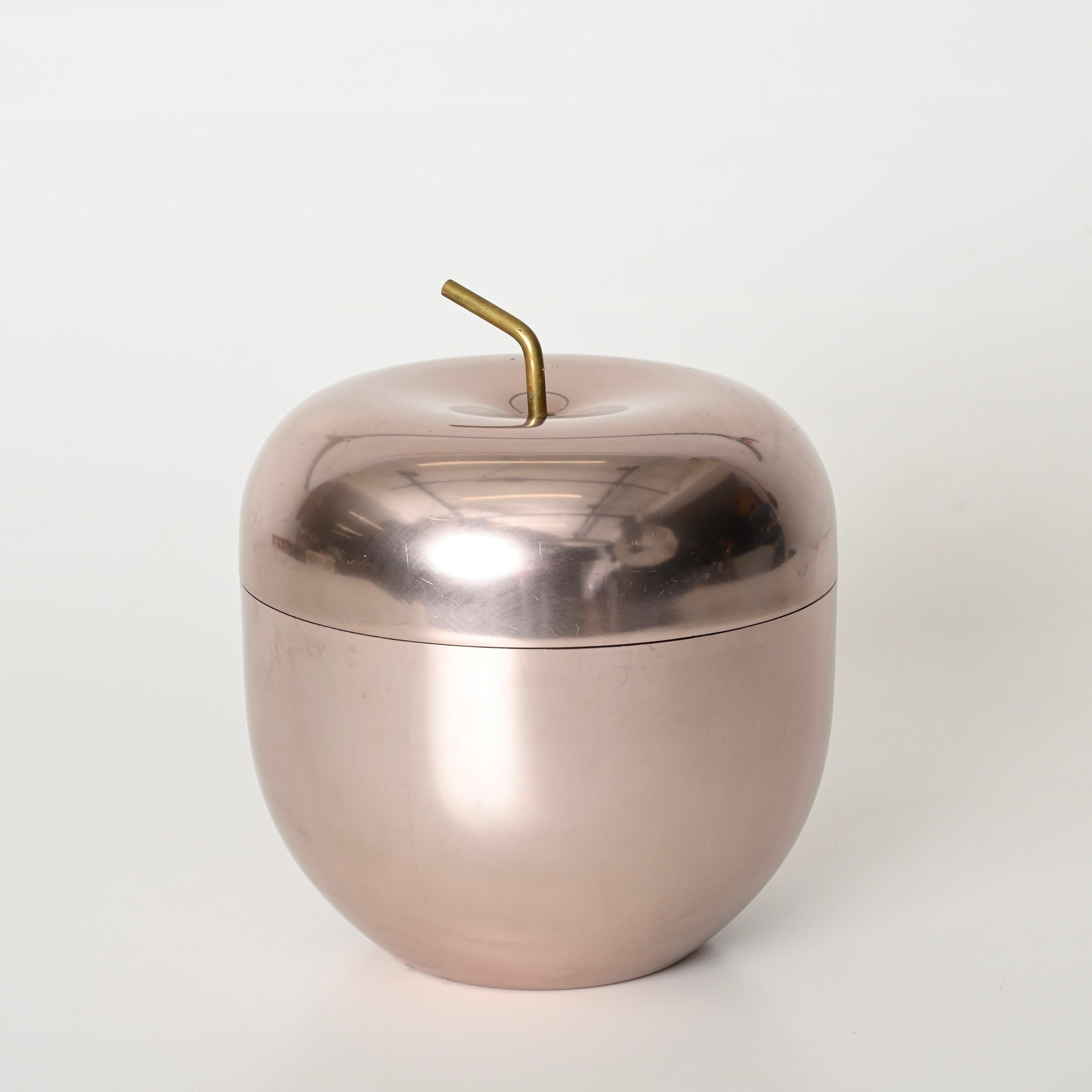 Großer Eiskübel „ Apple“ aus Roségold von Ettore Sottsass, Italien 1950er Jahre (20. Jahrhundert) im Angebot