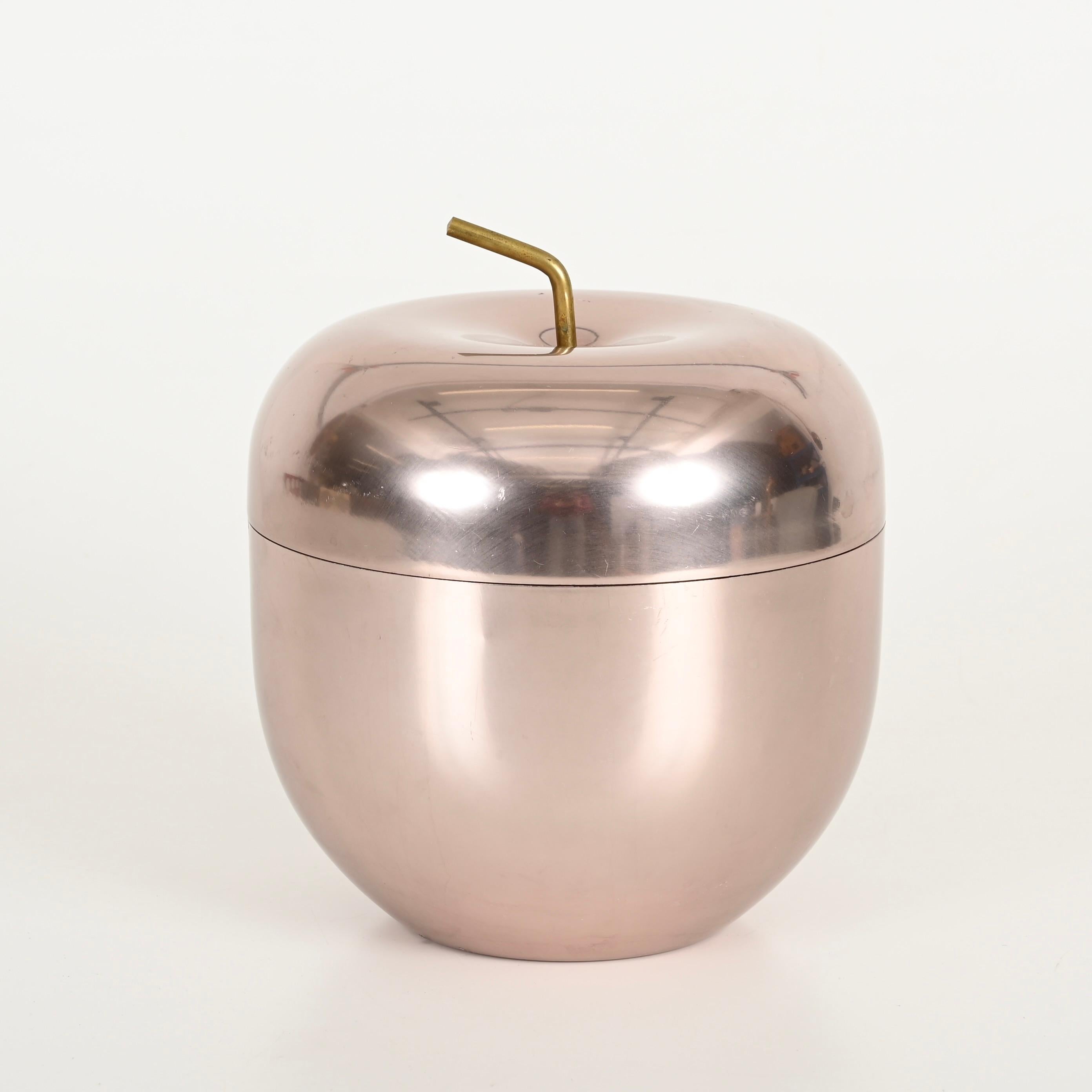 Großer Eiskübel „ Apple“ aus Roségold von Ettore Sottsass, Italien 1950er Jahre im Angebot 1