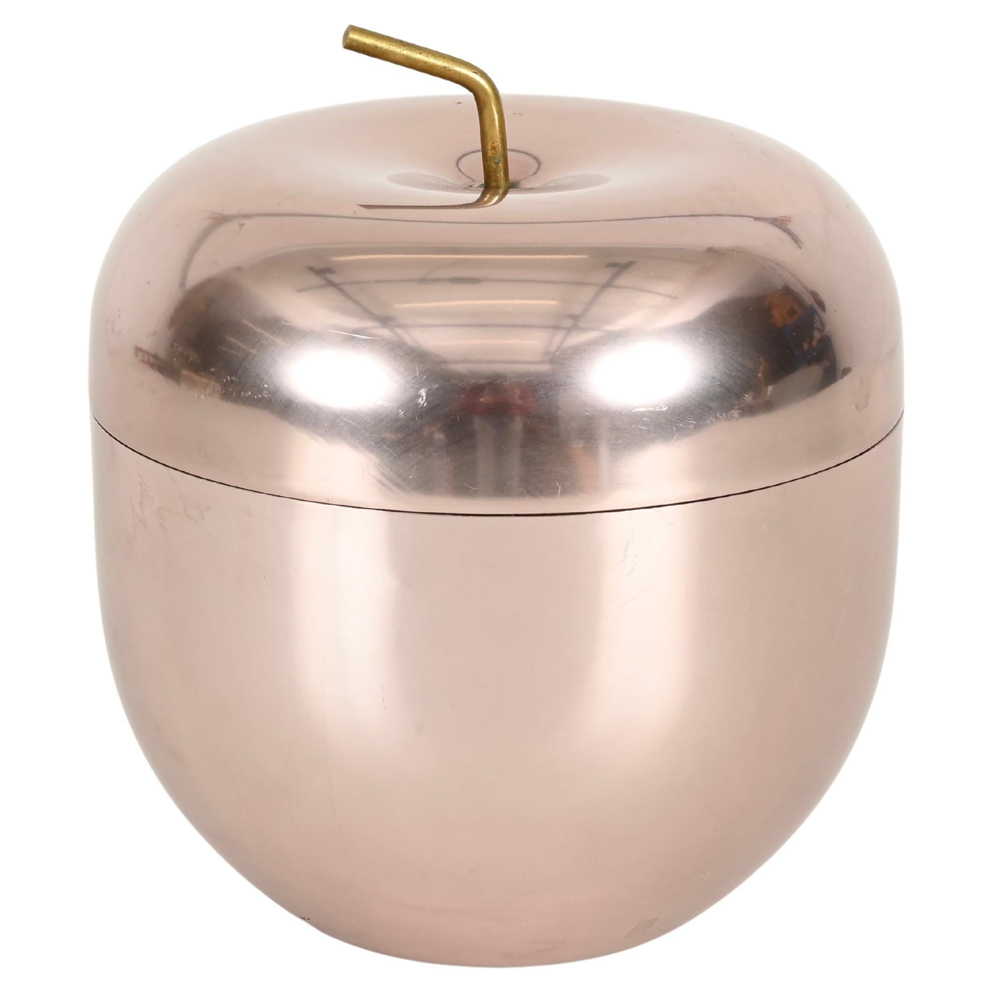 Großer Eiskübel „ Apple“ aus Roségold von Ettore Sottsass, Italien 1950er Jahre
