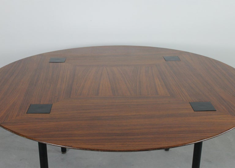 Lacquered Ettore Sottsass Round Dining Table in Wood and Metal by Poltronova Italy 1950s For Sale