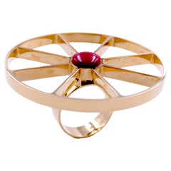 Ettore Sottsass "Ruota" 'Wheel' 18 Carat and Coral Ring, Limited Edition 1997
