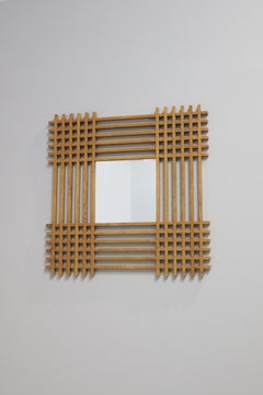 Ettore Sottsass Santambrogio & De Berti Mirror in wood "Oak," Italy 60'