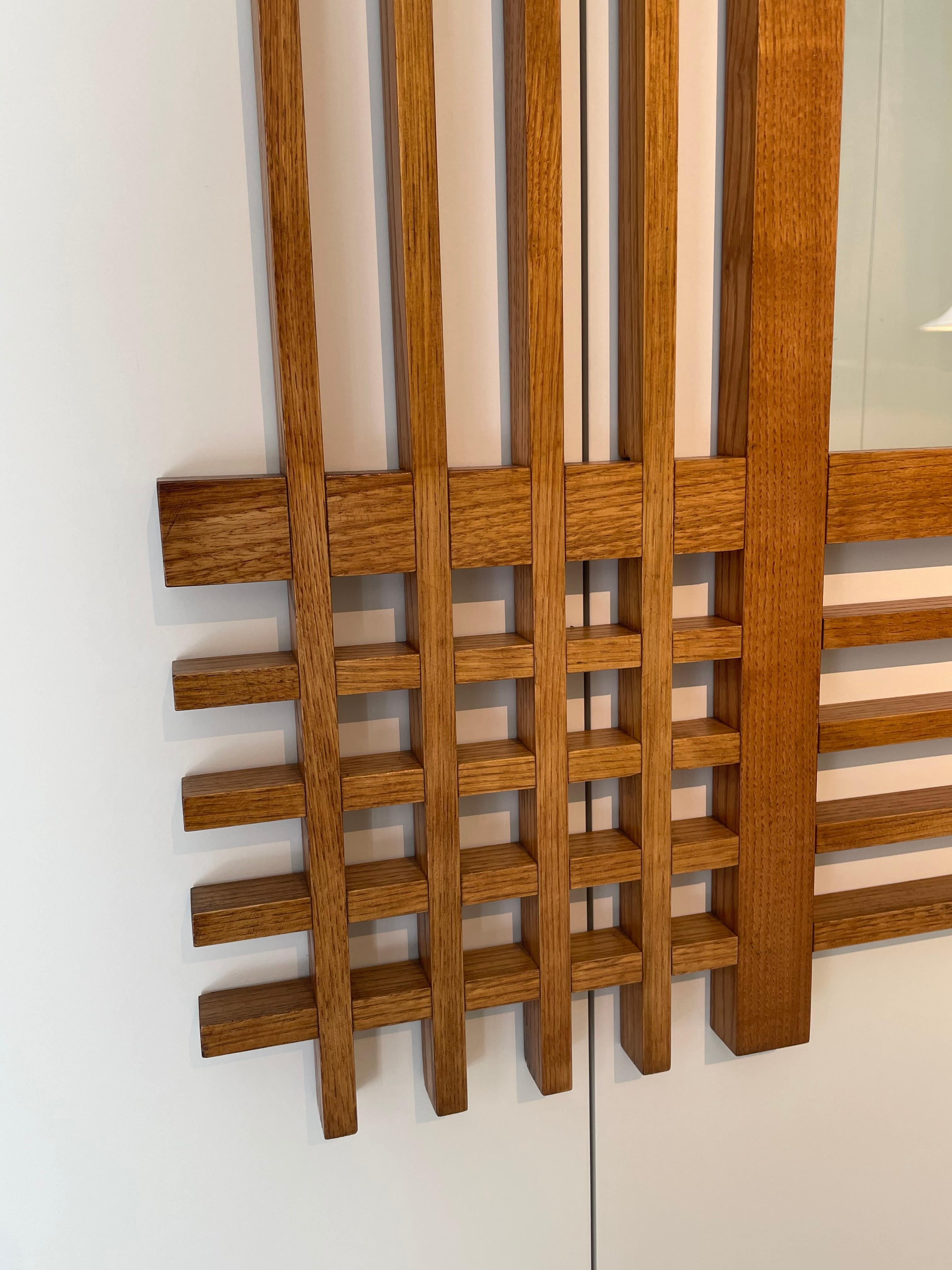 Chêne Ettore Sottsass Santambrogio E De Berti Miroir en bois Oak, Italie, 1959 en vente