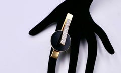 ETTORE SOTTSASS "SCIVOLO" a Statement 18ct gold onyx diamonds ring 1980'