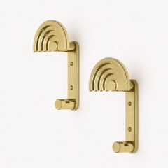 Ettore Sottsass SE 314 Postmodern Brass Wall Hooks Coat Hangers, Italy 1985