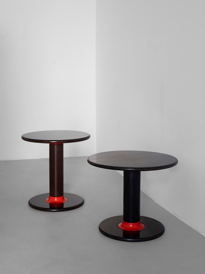 Ettore Sottsass Set di due tavolini rotondi Rocchettone di Poltronova 1960s