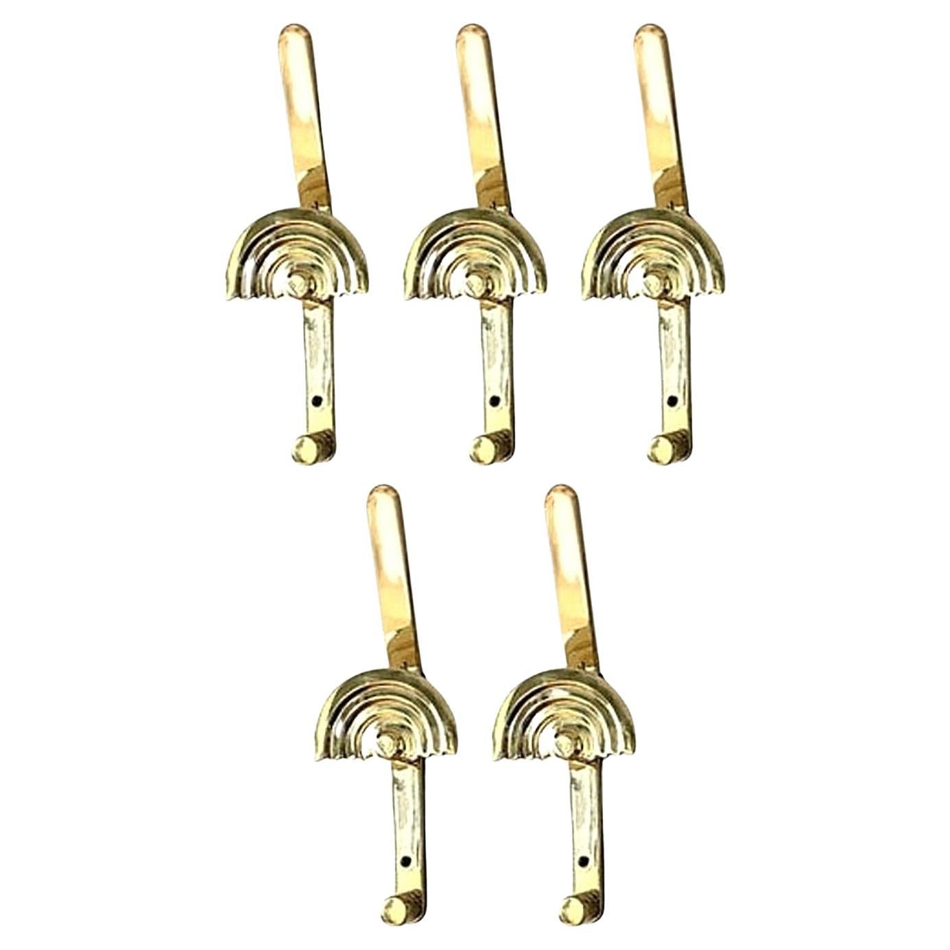 Ettore Sottsass Seven Quattro Se Sunburst Brass Coat Wall Hooks, 1980s, Italy For Sale