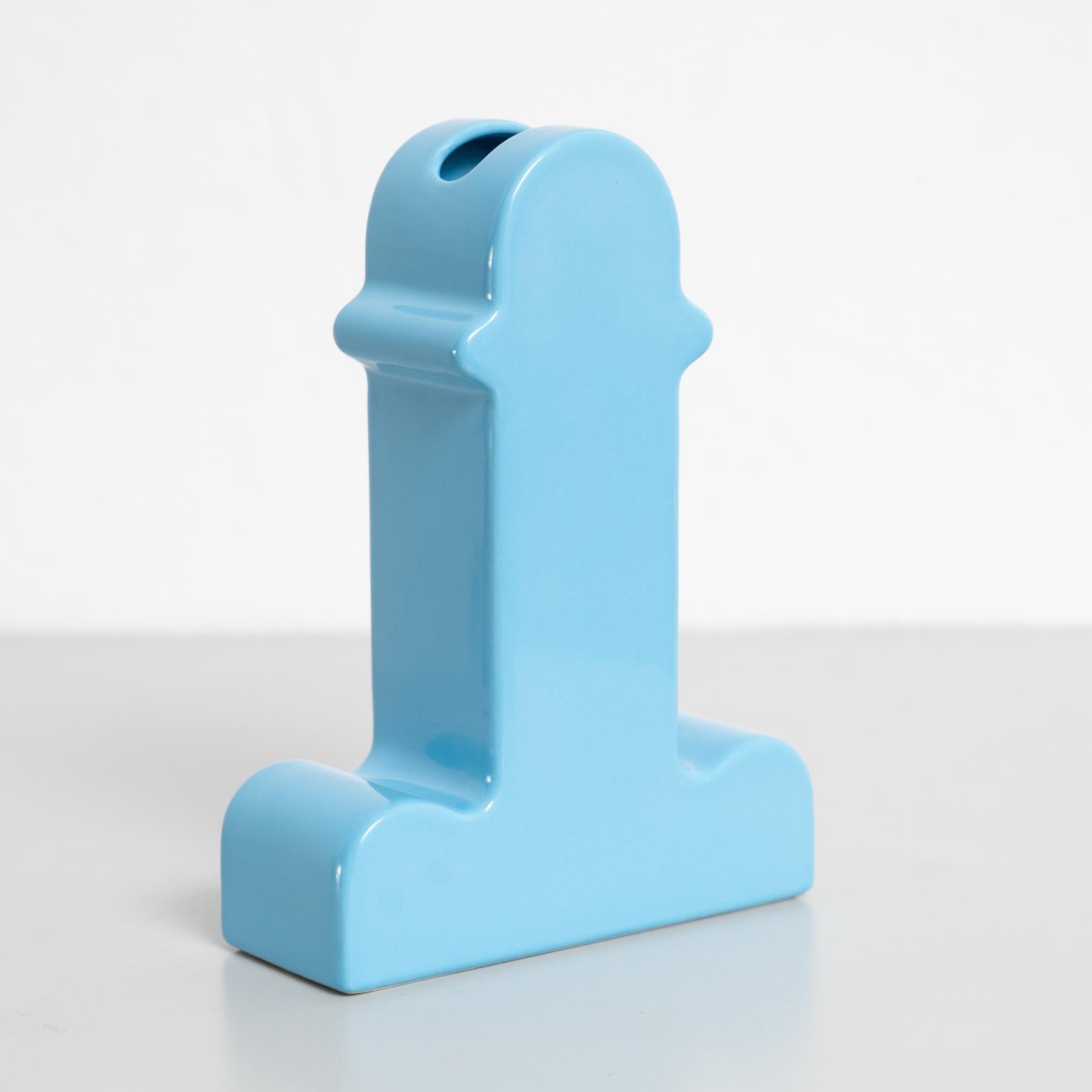 Blue Shiva ceramic vase designed by Ettore Sottsass, circa 1973, edited by BD in Barcelona.

This piece has been produced as a limited edition with a total of only 999 units.
This is 137 / 999.

In good original condition, with minor wear consistent