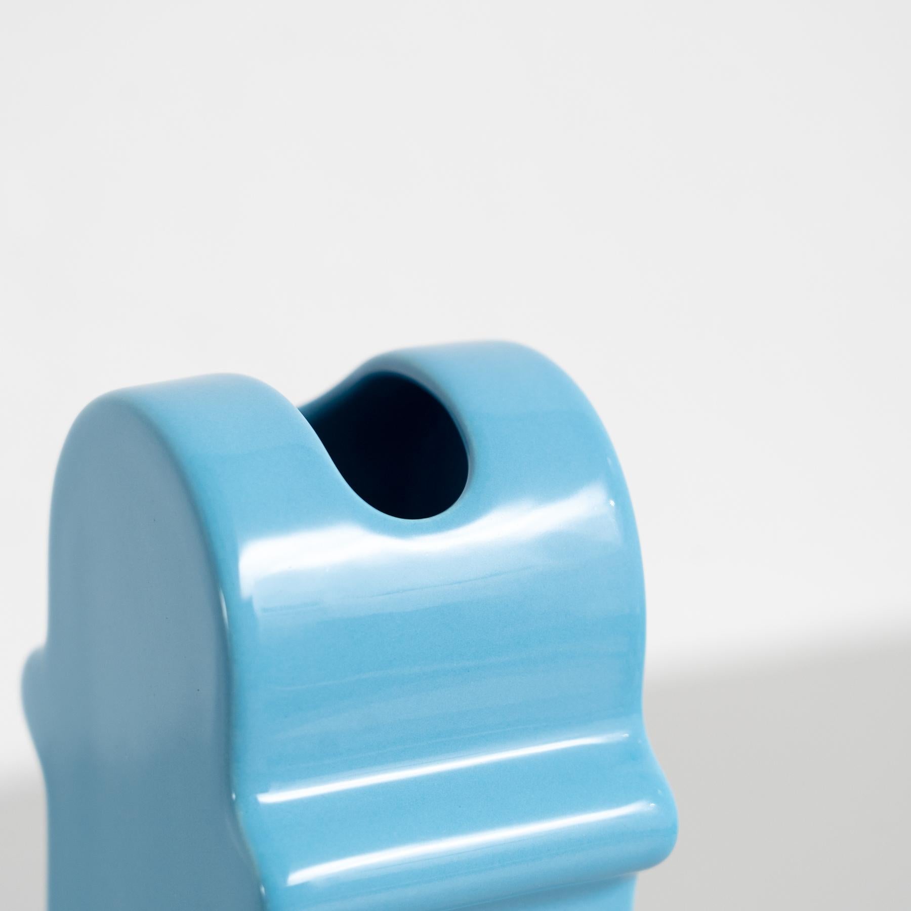 Contemporary Ettore Sottsass Shiva Capsule Limited Edition Blue Vase 137/999 For Sale