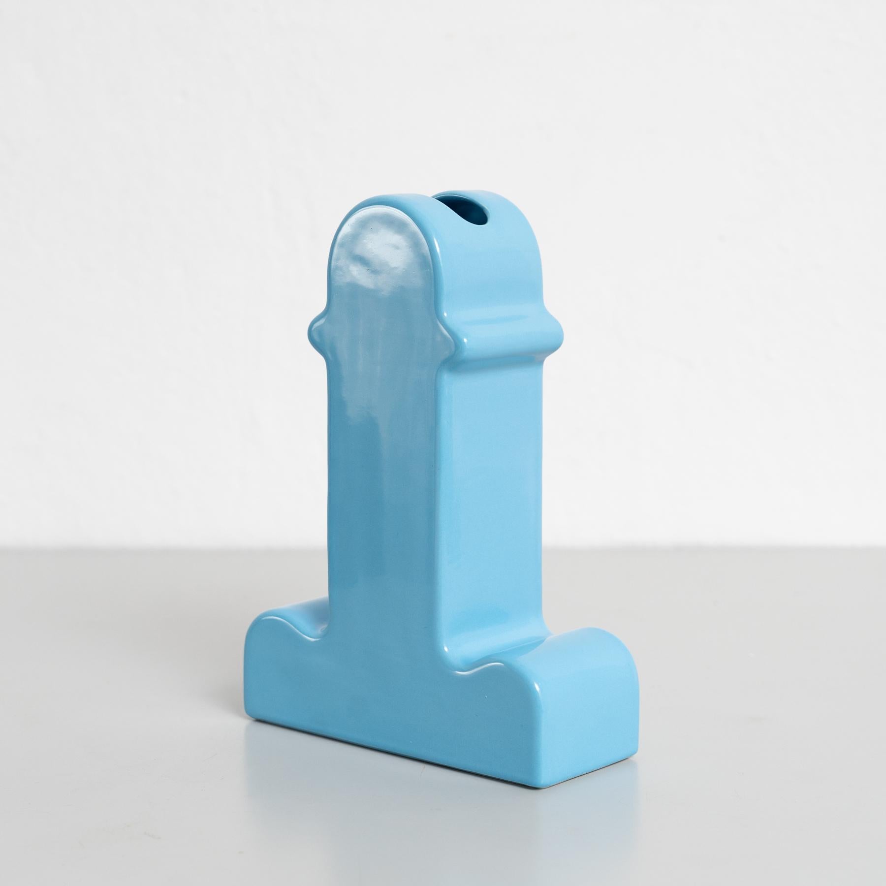 Spanish Ettore Sottsass Shiva Capsule Limited Edition Blue Vase 158/999 For Sale