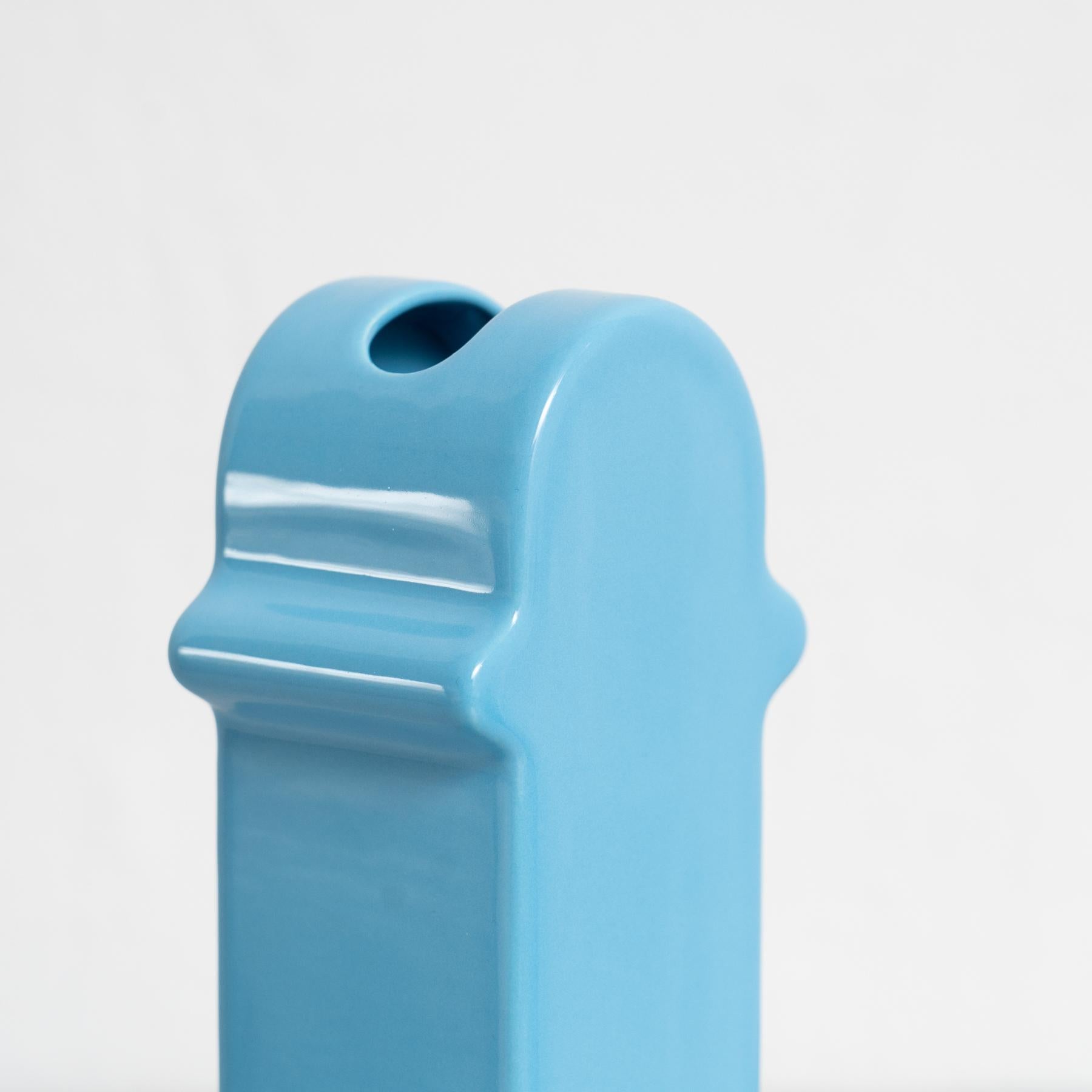 Contemporary Ettore Sottsass Shiva Capsule Limited Edition Blue Vase 158/999 For Sale
