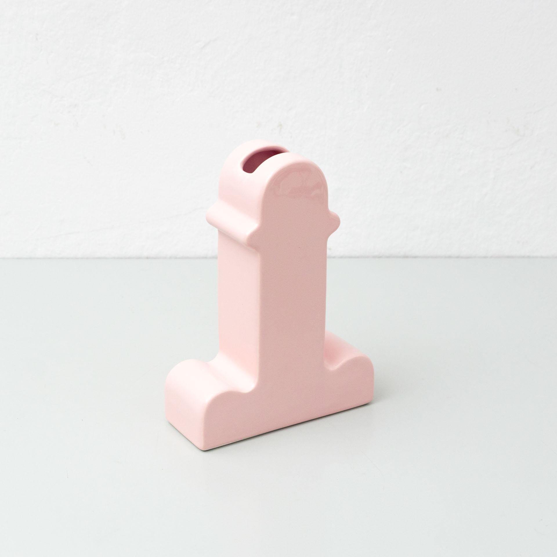 Mid-Century Modern Ettore Sottsass Shiva Pink Ceramic Vase