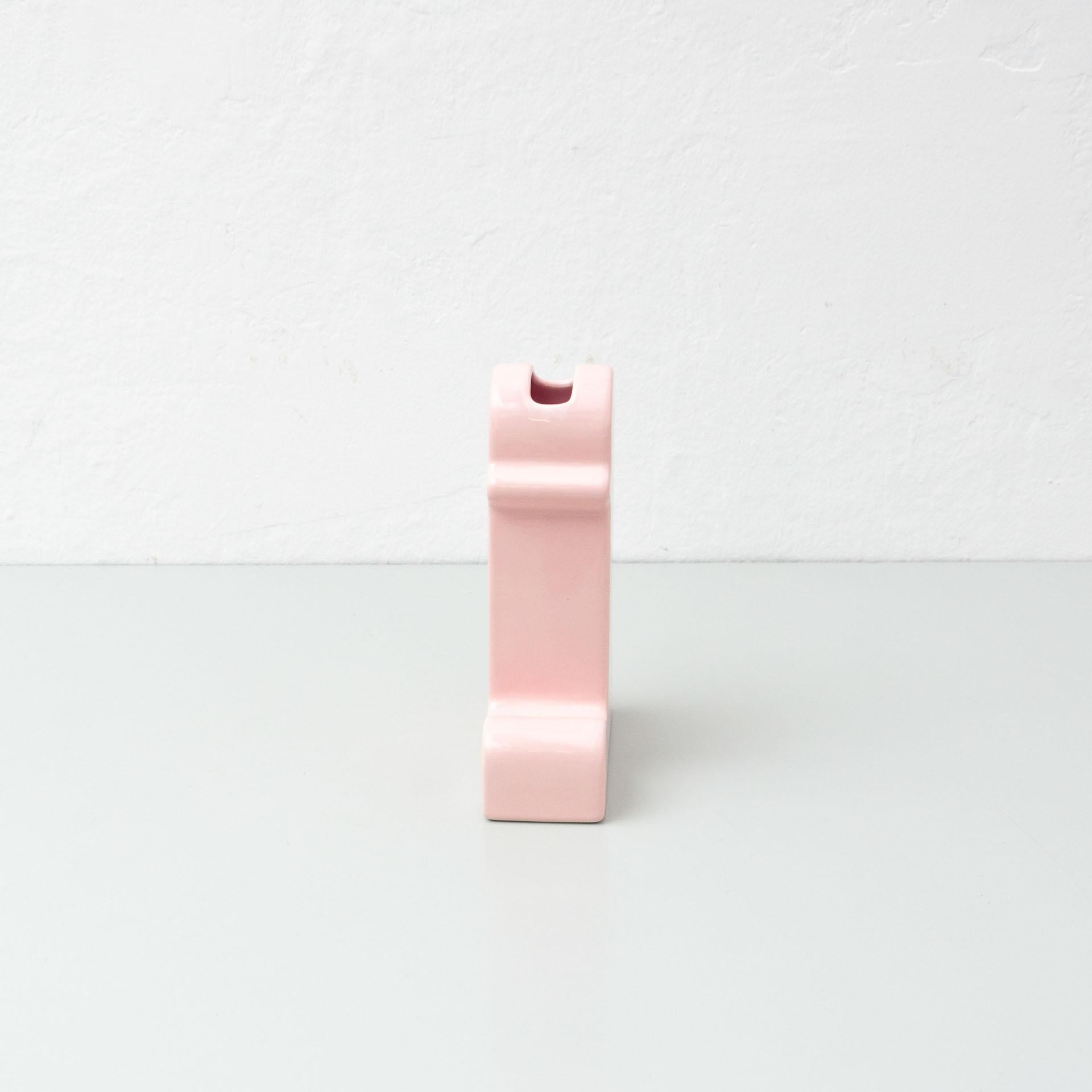 Spanish Ettore Sottsass Shiva Pink Ceramic Vase