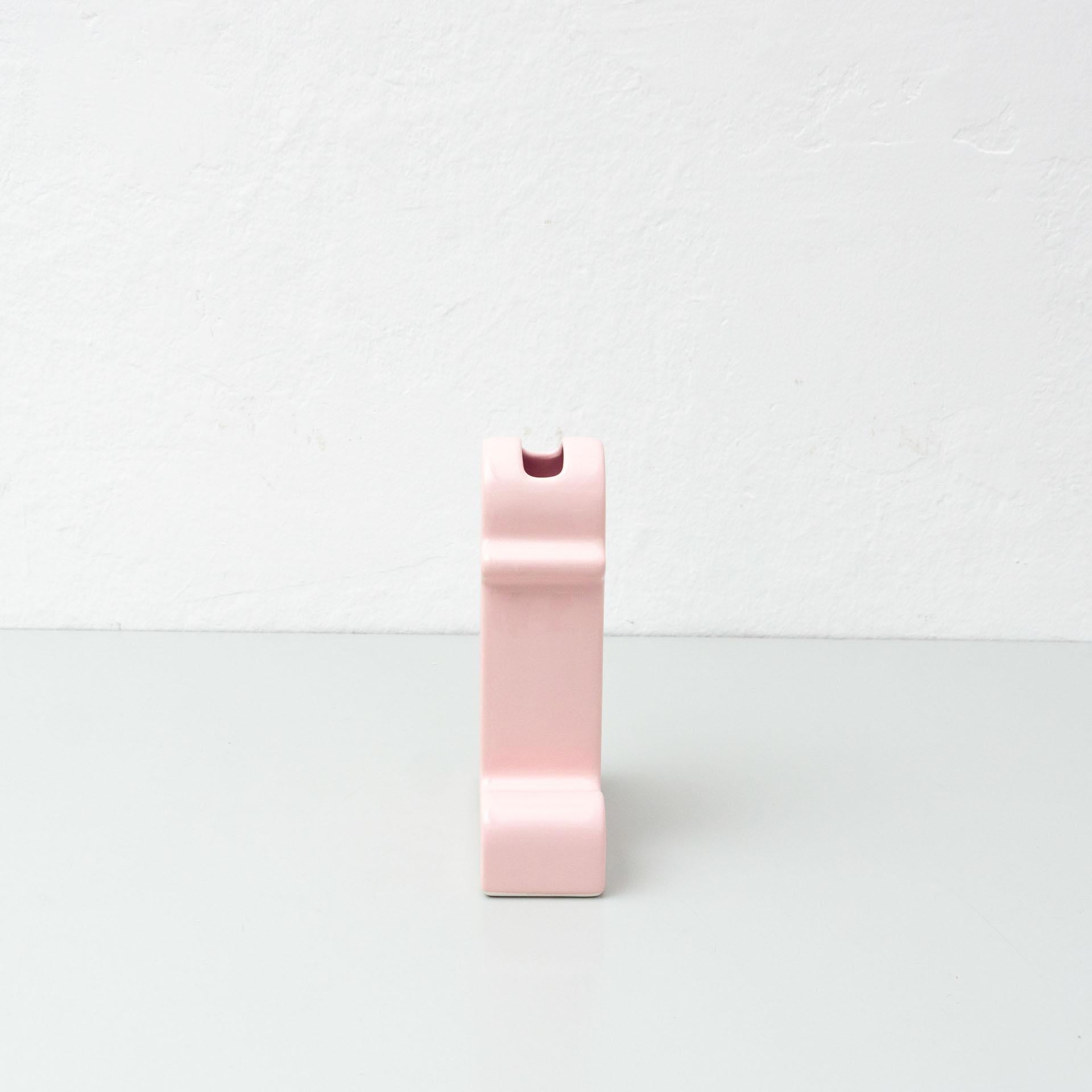 Spanish Ettore Sottsass Shiva Pink Ceramic Vase