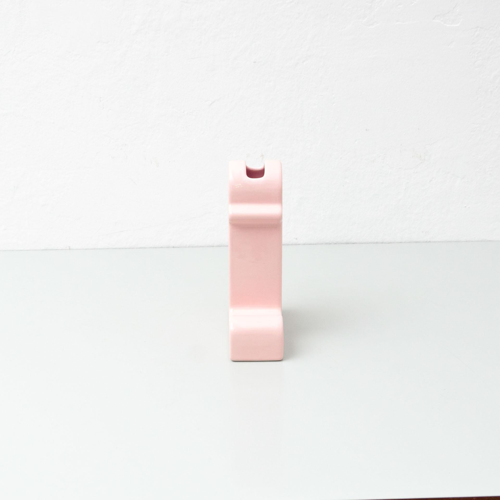 Ettore Sottsass Shiva Pink Ceramic Vase In Good Condition In Barcelona, Barcelona